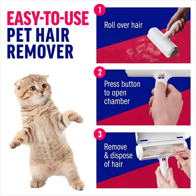 Pet Hair Remover Roller – Reusable Self-Cleaning Brush for Dogs & Cats – Eco-Friendly Lint Roller for Furniture, Clothes & Car
