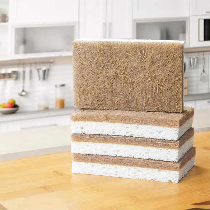 100% Plant-Based Coconut Scrub Sponge – Eco-Friendly &amp; Compostable Kitchen Cleaner